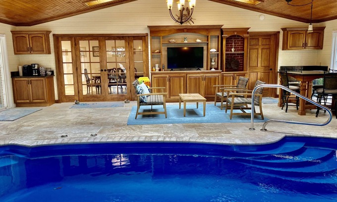 Falmouth House | Indoor pool off of the golf course