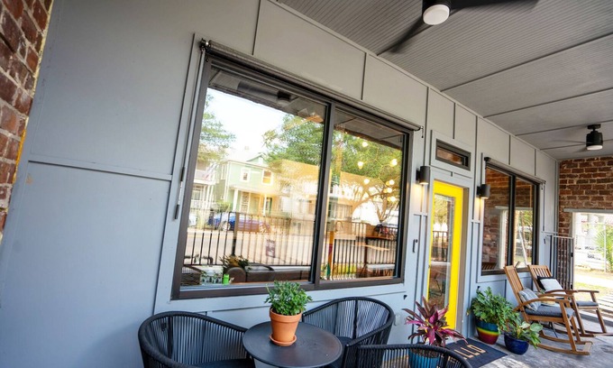 Springfield House | Industrial modern single-story home with office, yard in historic neighborhood