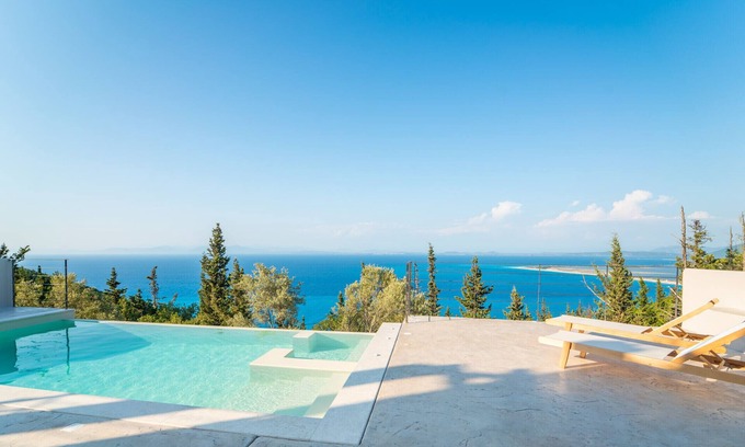 Lefkada Villa | Ionion Theasis Villa, endless sea view, private pool & Jacuzzi