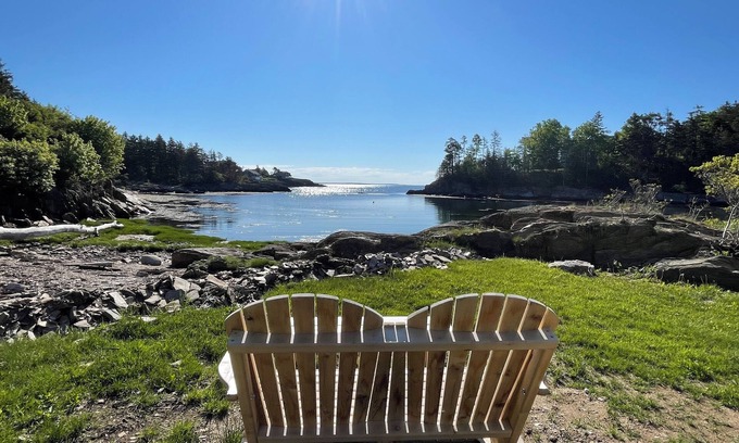 Bailey Island House | Johnson Homestead. One level living, ocean view with semi-private beach access.