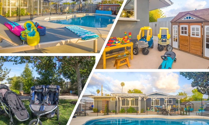 Clairemont House | Kids paradise, FENCED HEATED POOL⭐️TOYS SPAJacuzzi SPLASH PAD plus cebtral AC