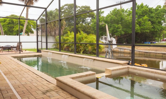 Siesta Key Village House | King Bed Private Home Walk to Beach & Village Heated Pool & Spa No Steps