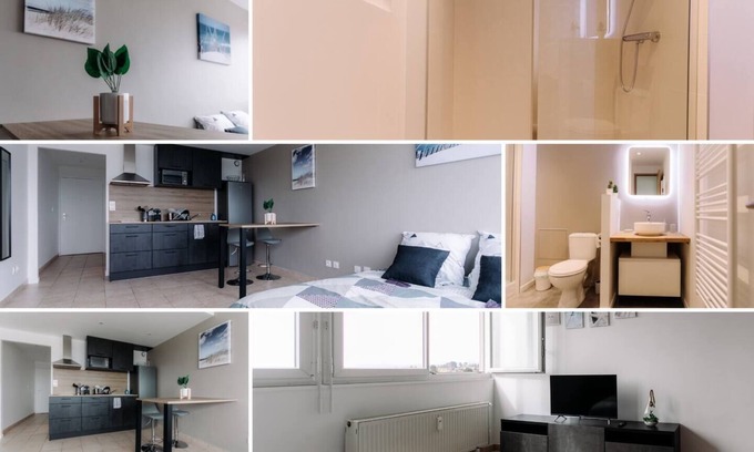 Dardilly Apartment | L'Escapade Dardilly: comfortable studio for professionals, private parking