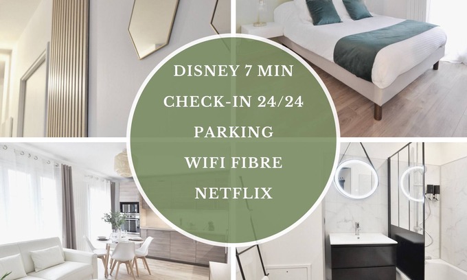 Bailly-Romainvilliers Apartment | L'Olivier 7min Disneyland Paris 4 persons + 1 baby with Parking/Balcony