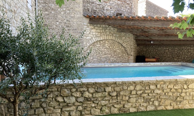 Saint-Andre-de-Cruzieres House | "La Glycine" in Ardèche with heated pool in 1872 stone house