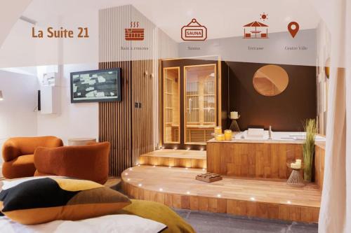 Centre-ville Apartment | La suite du 21 - jacuzzi - sauna - centre ville