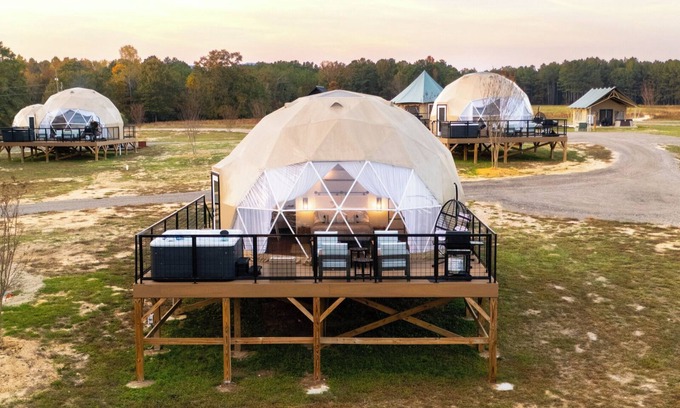 Coosa Resort | Lake Front Geodesic Dome: Hot Tub & Lake Views