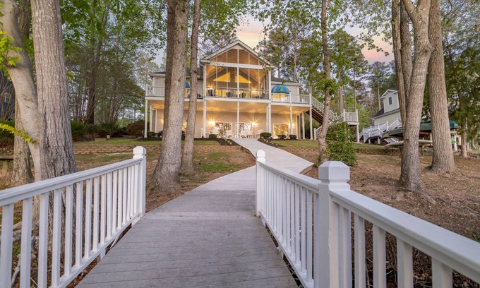 Littleton House | Lake Gaston waterfront home! Our guests love using our free pontoon boat !