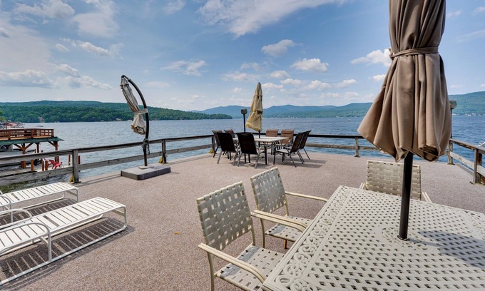 Lake George House | Lake George Vacation Rental: Boat Dock & Hot Tub!
