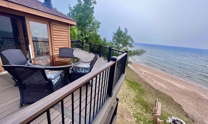 Manistique Cabin | Lake Michigan Cabin + Hot Tub & Spectacular Views Sleeps 8