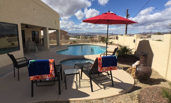 Lake Havasu City House | Lake Side of Highway, Mins. to Water, Heated Pool & Spa, Up close Lake Views
