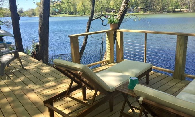 Red Hook Cottage | Lakefront cottage with Year round Hot Tub private beach and dock