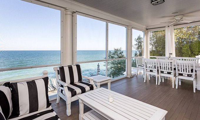 Grand Beach House | Lakefront Gem with amazing patio views, bunk room, private heated pool, gameroom