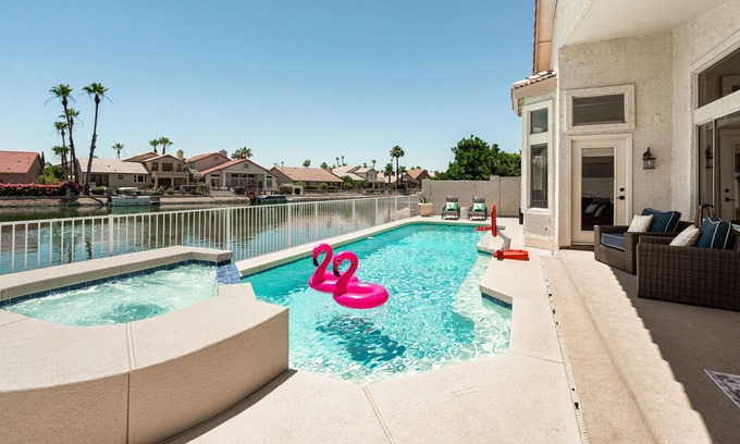 Arrowhead Lakes House | Lakefront Home complete with Mountain Views, Pool, Putting Green & Paddle Boat!