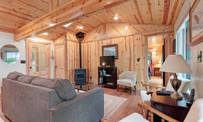 Presque Isle House | Lakefront home with dock, Twin Islands views & trail access