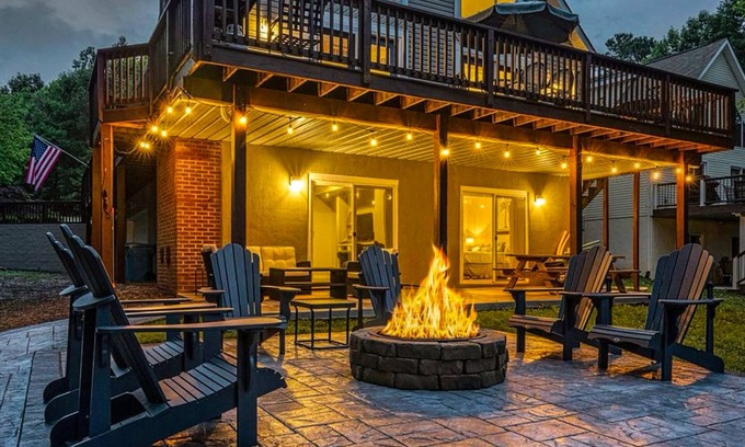 Bumpass House | Lakefront home with brand-new hot tub, dock, kayaks, SUP, game room & firepit