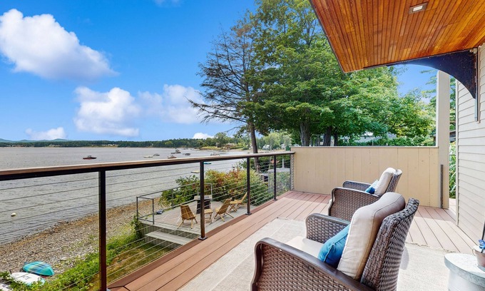 Malletts Bay House | Lakefront house, mountain views, hot tub, kayaks, floating dock, fireplace, bbq