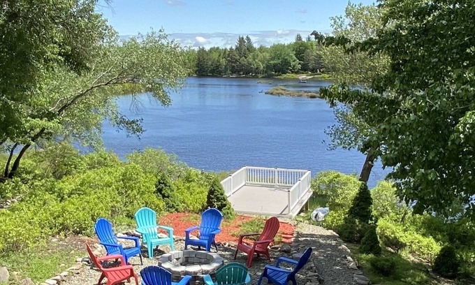 Long Pond House | Lakefront Luxury Escape! Hot Tub Fire Pit Fireplaces Billiard Private Dock