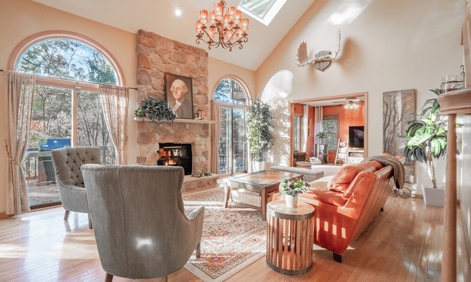East Stroudsburg House | Lakefront Mansion w/3 Decks, Hot Tub, Boats, & Game Room!