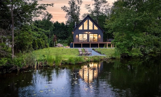 Gouldsboro House | Lakefront Modern Chalet with Multiple King Beds