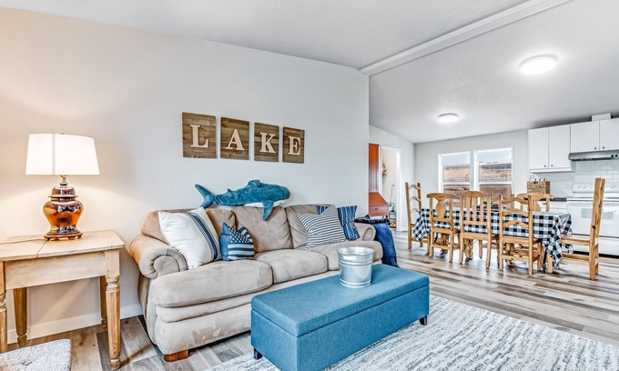 Fish Haven House | Lakefront retreat near town with spacious deck, free WiFi, beach access, & views