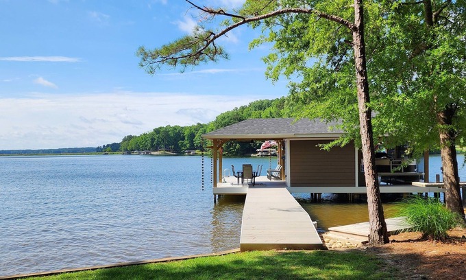 Littleton House | Lakefront single-story home, Flat lot! Huge game room!