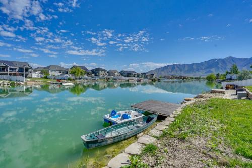 Stansbury Park House | Lakefront Utah Home with Private Beach, Dock and Canoe