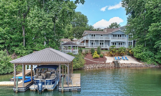 Mooresville House | Lakefront w/Beach, Dock, Game Room, Firepit, Kayaks, views