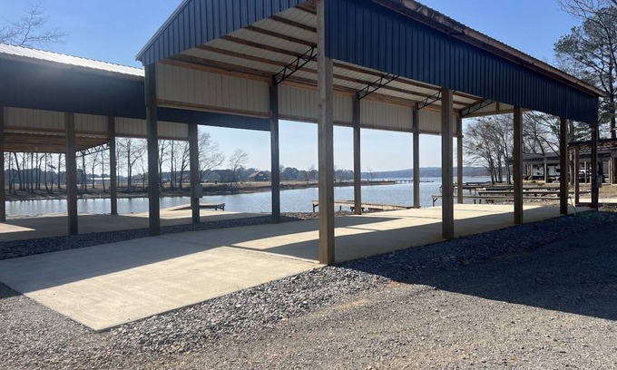 Lincoln RV Rental | Lakeside Comfort: Covered RV Site with Private Pier #1