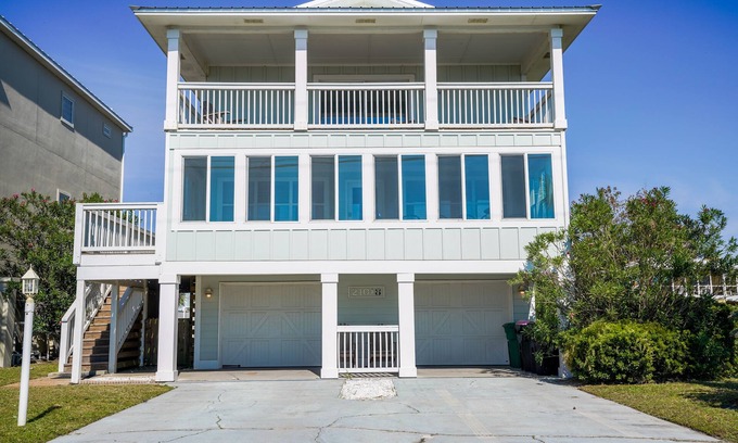 Sunnyside On The Gulf House | Large home on Private Beach, Game Room, Third story deck, Ocean Views,