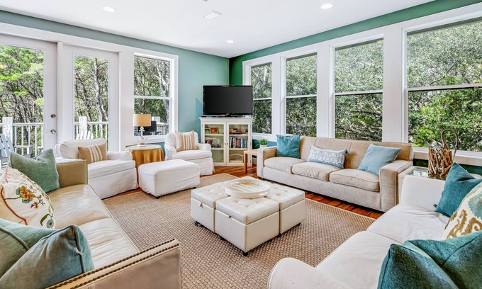 Four Mile Village House | Large Home on Nature Preserve w/ Screened-In Porch & Deck - Private Beach