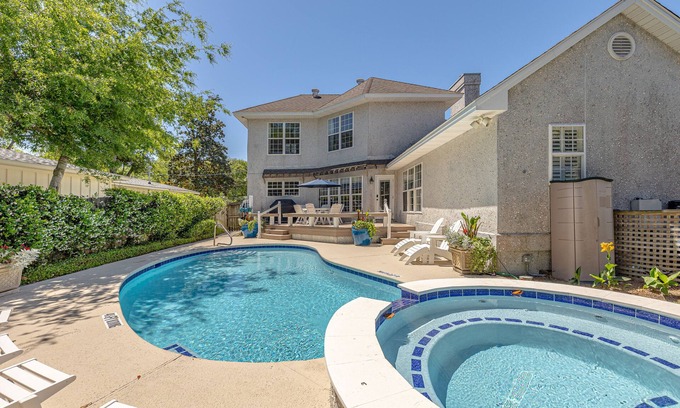 East Beach House | Large Home with Pool, Kids' Play Den and Steps to Beach
