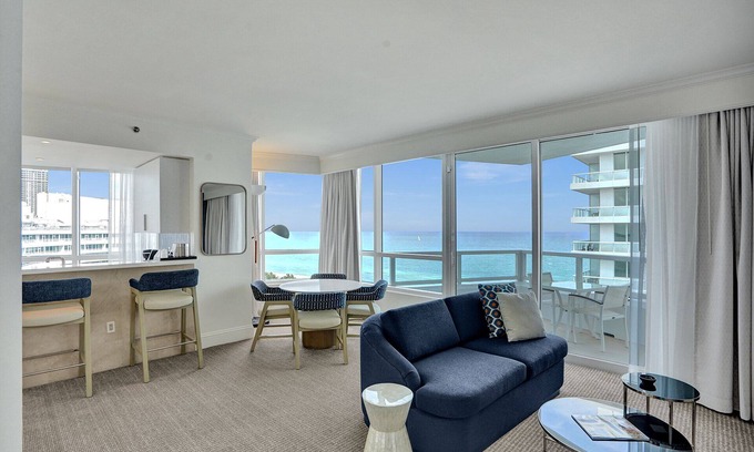Mid Beach Apartment | Large Ocean View 1BR/2BA in Fontainebleau