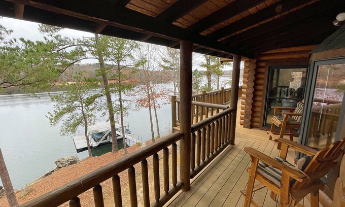 Double Springs House | Large six-bedroom log home w/private boat ramp, dock, movie room and pool room.