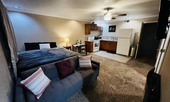 Roseville Apartment | Large studio: King bed, Full kitchen