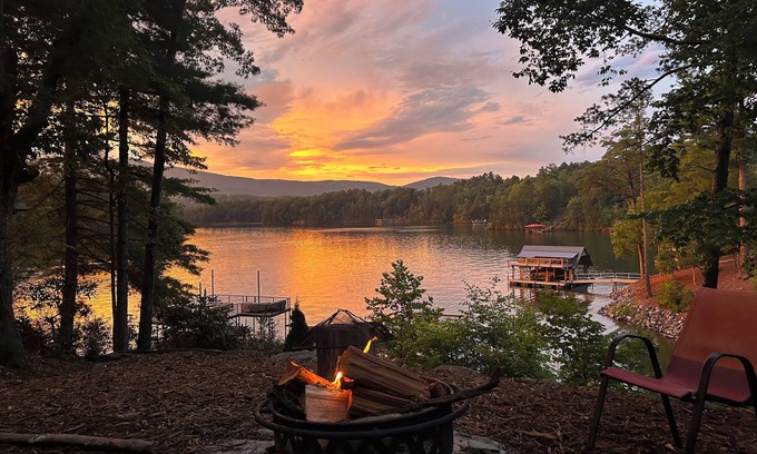 Forest Lake Heights House | Last minute deals & Mtn. Views from Deck & Private Dock, Cozy firepit, & Cove