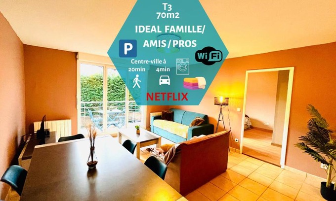 Bellegarde-sur-Valserine Apartment | *Le Golden Blue* Magnifique T3 à 5min du centre avec parking gratuit