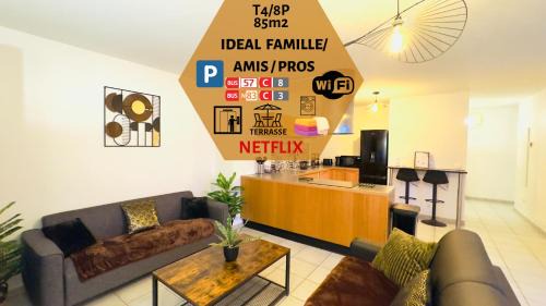 Vaulx-en-Velin Apartment | *Le Golden Tropic* Magnifique T4 Terrasse+Parking