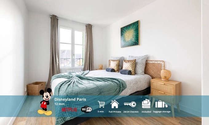 Bailly-Romainvilliers Apartment | Le Mana, 7 people 2 bedrooms 12 min to Disneyland
