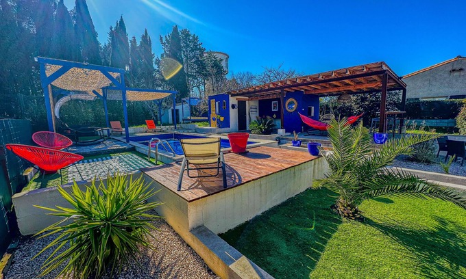 Lavalette Villa | Le Petit Majorelle Français, with swimming pool and garden near city center