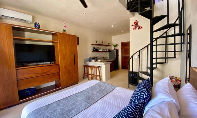 Tulum Apartment | Loft in Veleta - Private Rooftop Pool - Fast WiFi