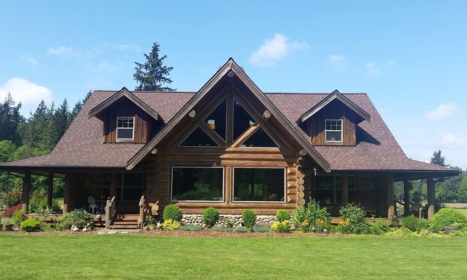 Whatcom County House | Log Home in Beautiful Country Setting.