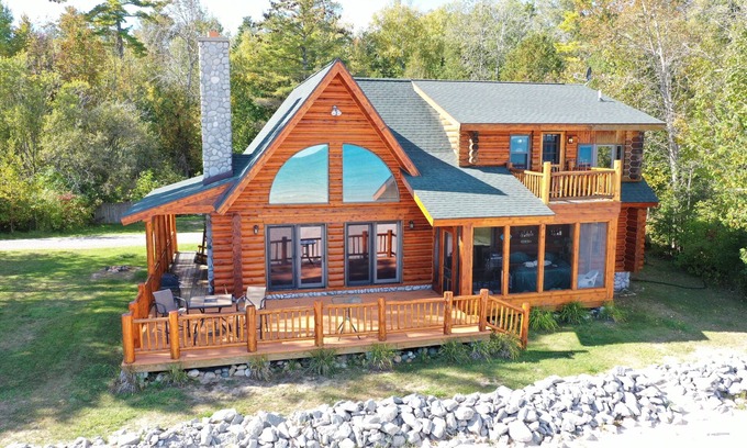 Harrisville House | Log Home On Lake Huron Sandy Beach. Located just north of Harrisville Michigan.