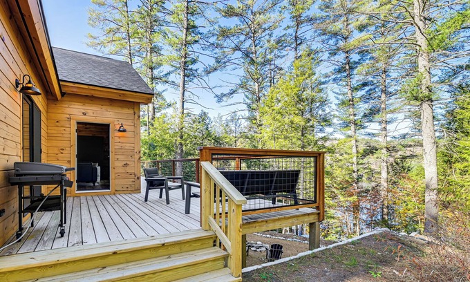 Chester Shores Cabin | Loon Lake View: Newly Built Log Cabin w/Fire Pit!