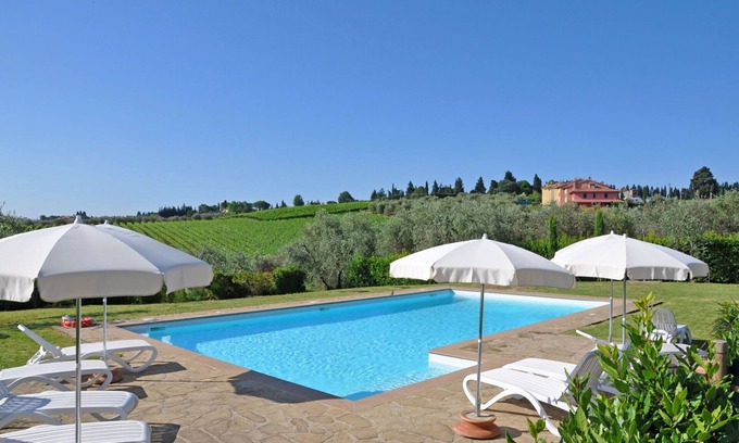 San Pietro in Bossolo Apartment | Lovely apartment with pool, A/C, WIFI, panoramic view and parking, close to Greve In Chianti