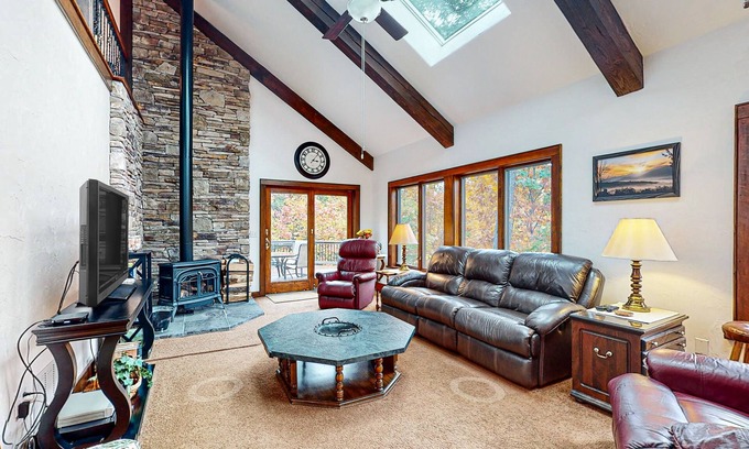 Gilford House | Lovely dog-friendly home with firepit, gas fireplace, EV outlet, & washer/dryer