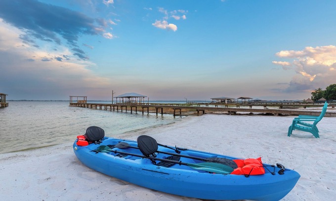 Placid Lakes House | Lux Lakefront Home, Private Dock Kayak,Family Friendly,Beachfront BBQ Yard Games