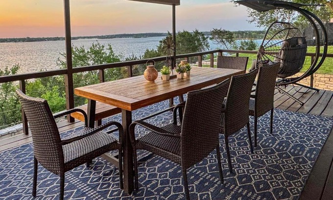 Granbury House | Luxe Lake Granbury Retreat Dock, Deck and Game Room