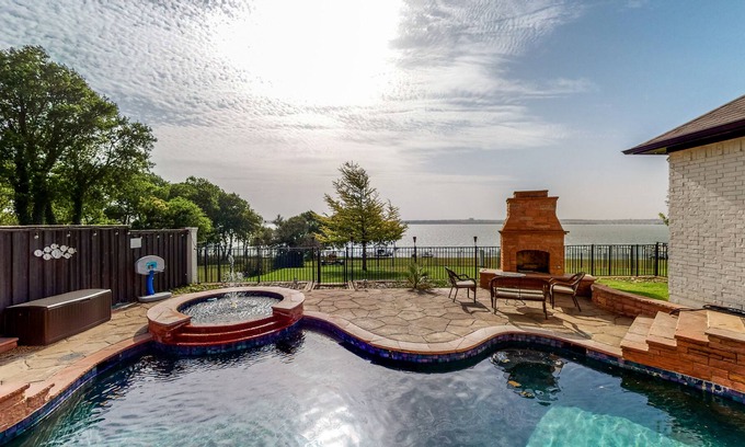 Rowlett House | Luxe Lakefront Home with Private Pool & Home Office