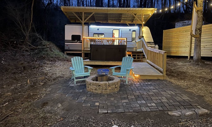 Jonesville House | Luxe Mountain Camping with Theater, Hot Tub, Fire Pit & Hiking Trails
